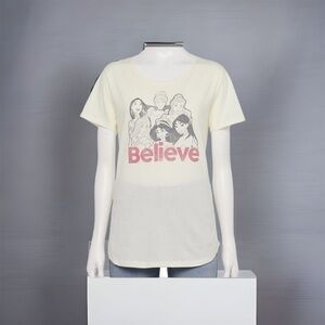 Disney Princess Believe T-shirt NWT 2X Cream Ivory Women’s Short Sleeve Belle